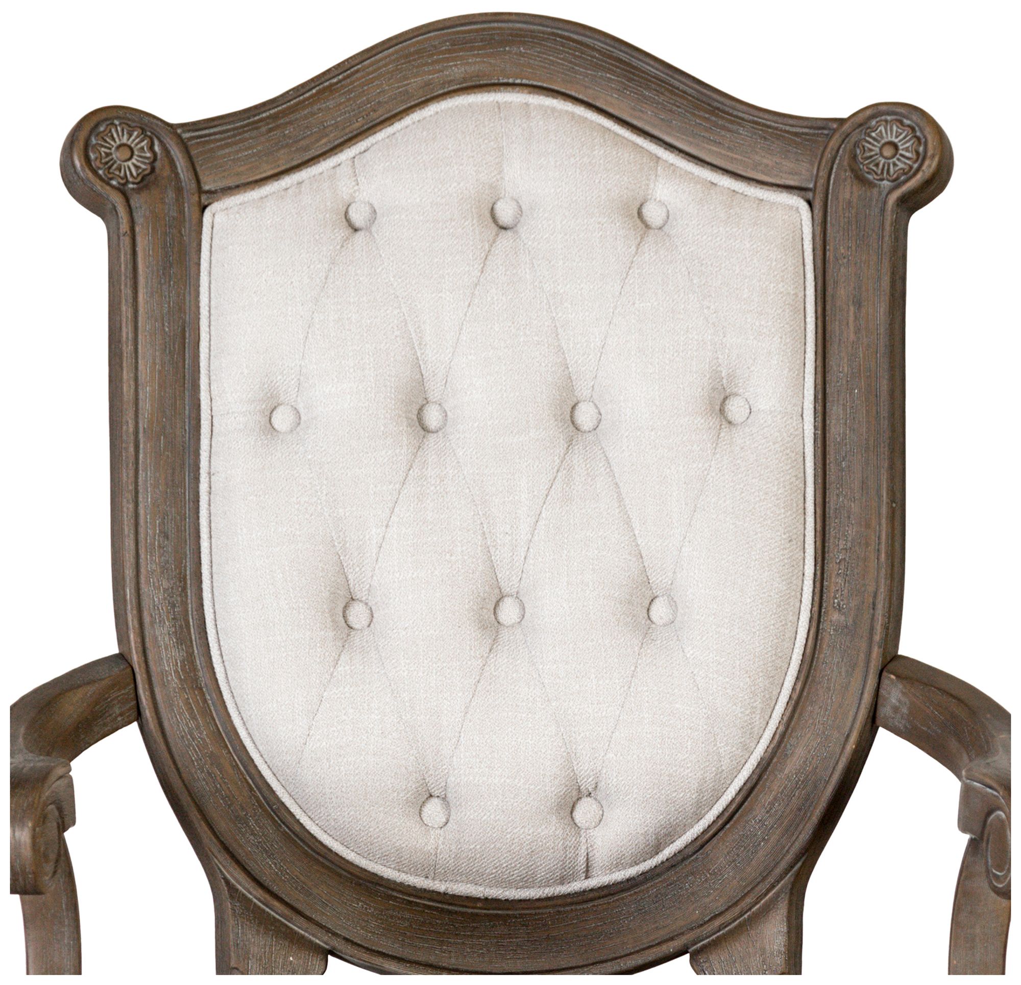 Tut Taditional Weathered Oak Upholstered Dining Arm Chair Set of 2