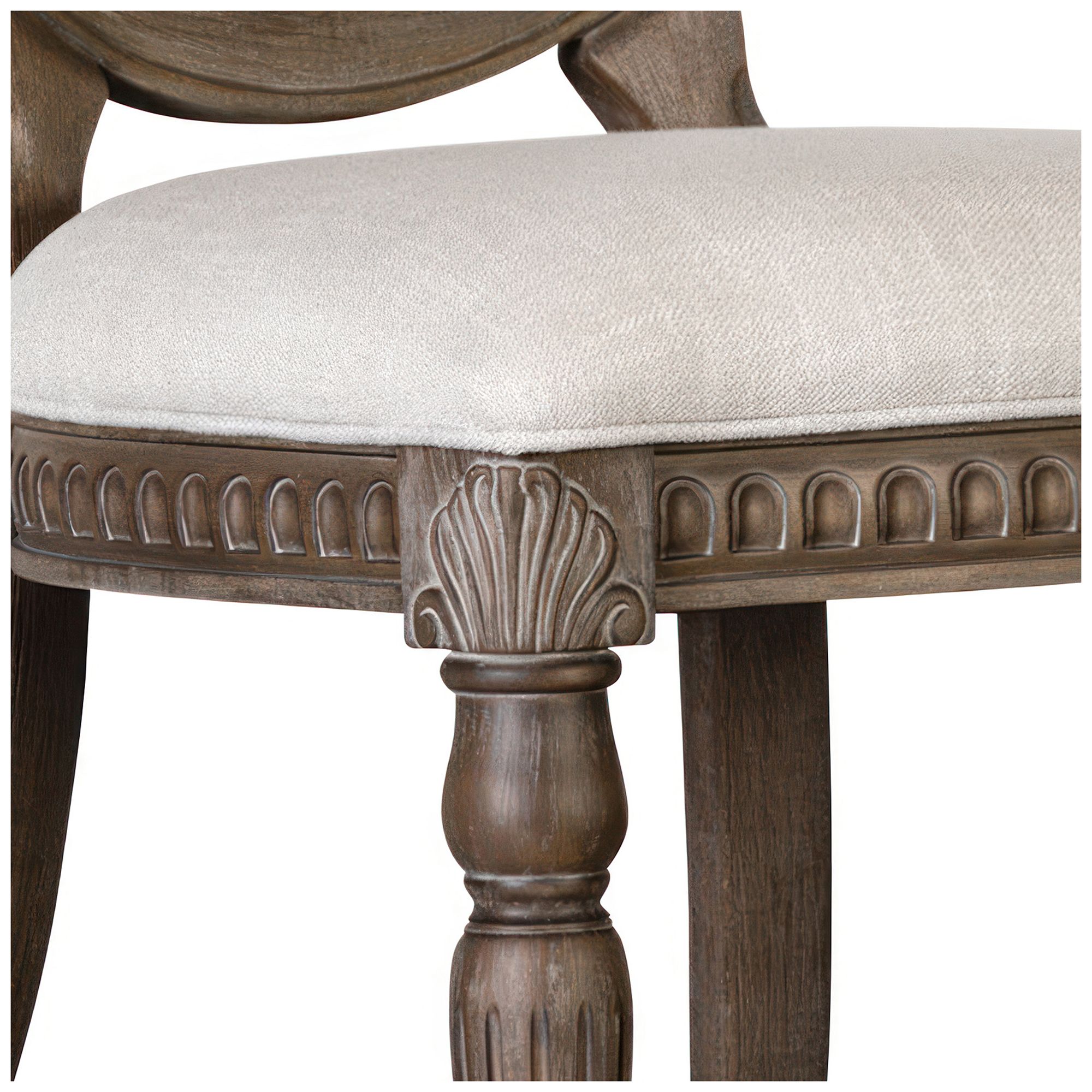 Tut Taditional Weathered Oak Upholstered Dining Chair Set of 2