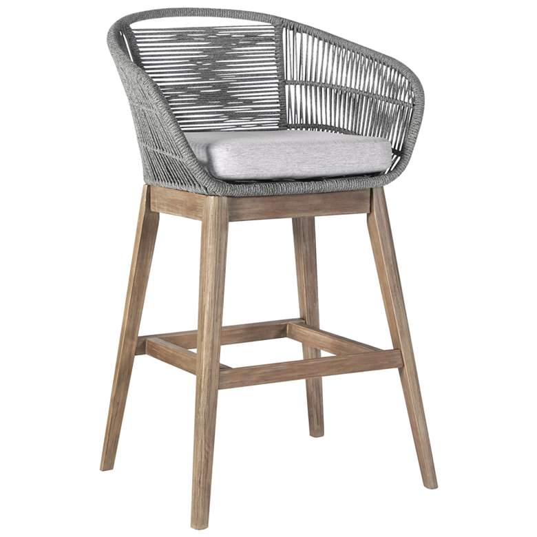 Image 1 Tutti Frutti Indoor Outdoor Bar Height Bar Stool in Aged Wood with Rope
