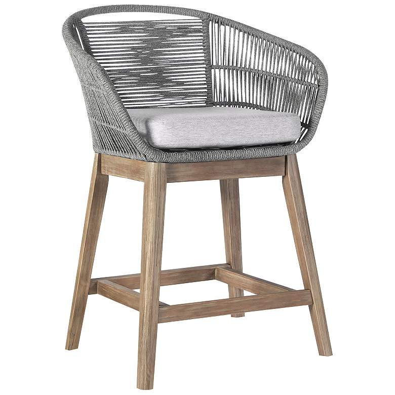 Image 1 Tutti Frutti Indoor Outdoor Counter Height Bar Stool in Aged Wood with Rope