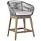 Tutti Frutti Indoor Outdoor Counter Height Bar Stool in Aged Wood with Rope