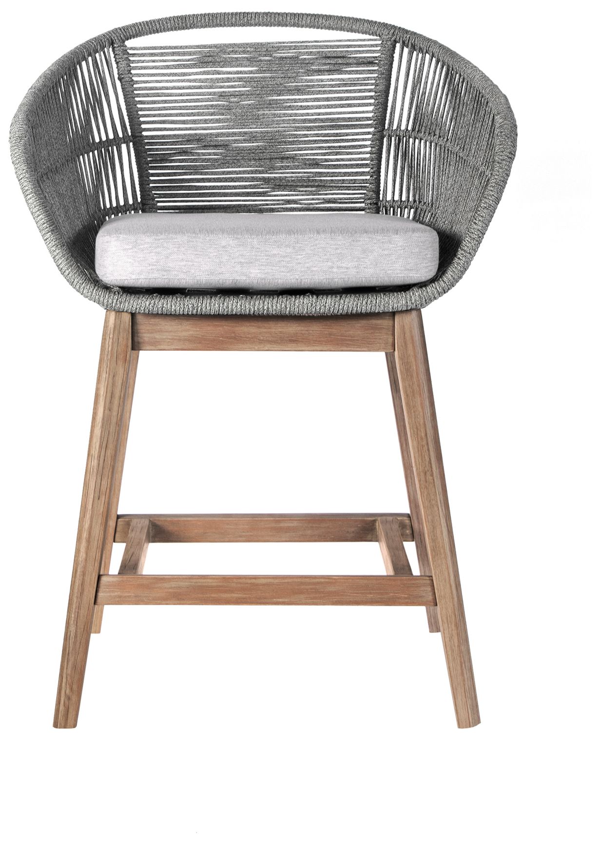 Image 2 Tutti Frutti Indoor Outdoor Counter Height Bar Stool in Aged Wood with Rope more views