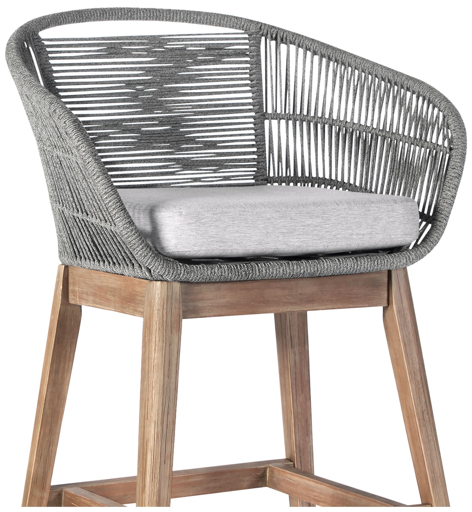 Image 5 Tutti Frutti Indoor Outdoor Counter Height Bar Stool in Aged Wood with Rope more views
