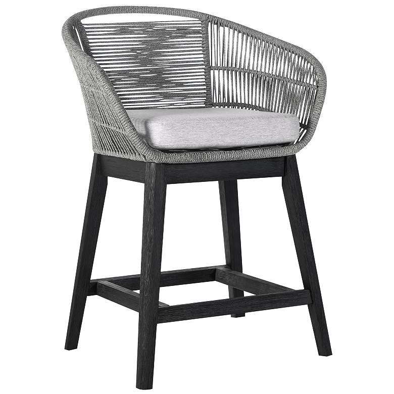 Image 1 Tutti Frutti Indoor Outdoor Counter Height Bar Stool in Wood with Rope