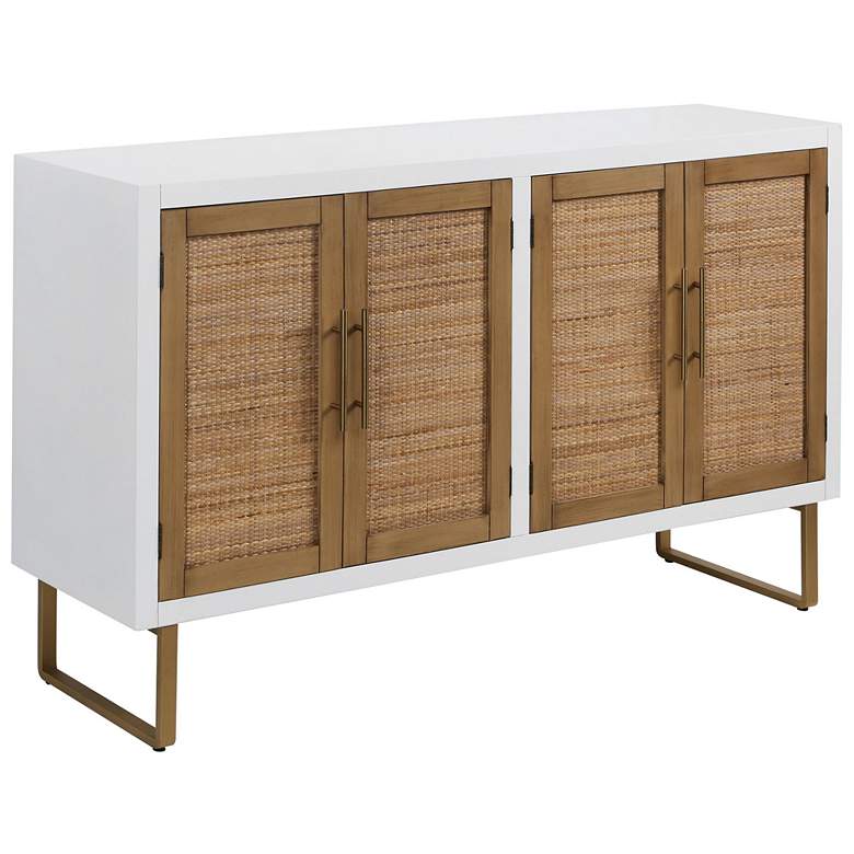 Image 1 Tweed &#38; White 60 inch Wide 4-Door Wooden Cabinet