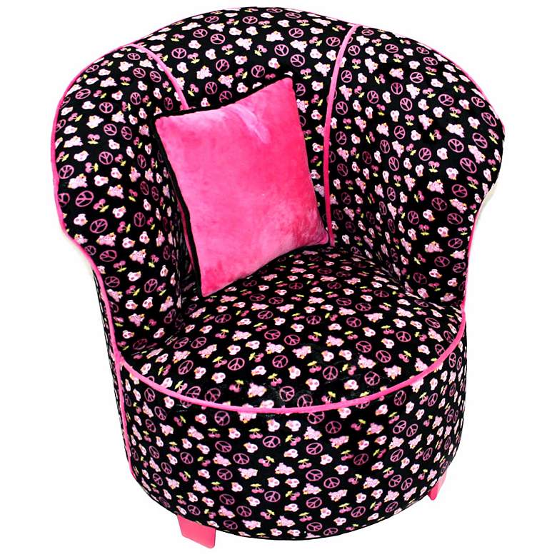 Image 1 Tween Child Minky Black Skull Tulip Chair