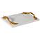 Twig 12"W Solid Brass Handle Small Marble Serving Tray