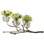 Twig 24" Wide Cast Brass Holder with 3-Clear Glass Bud Vases in scene