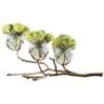 Twig 24" Wide Cast Brass Holder with 3-Clear Glass Bud Vases