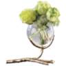 Twig 8" Wide Cast Brass and Clear Glass Bud Vase