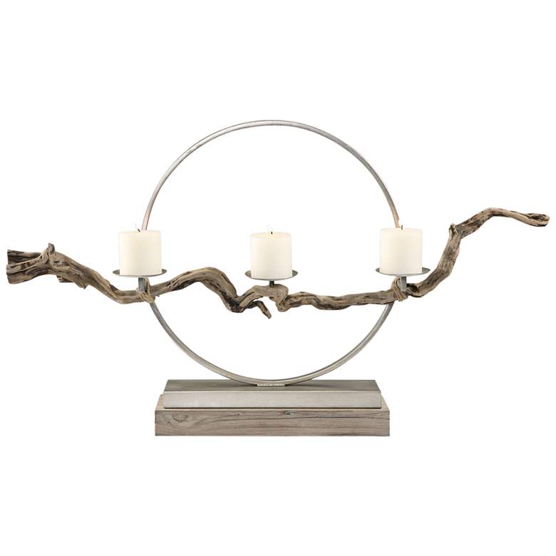 Twig and Iron Ring 23 1/2&quot; Wide Candle Holder