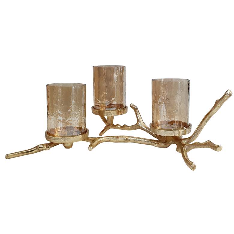 Image 1 Twig Gold & Clear Candleholder