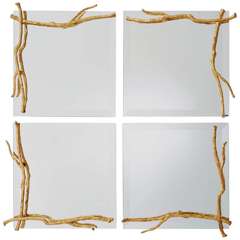 Image 2 Twig Gold Leaf 17" Square Wall Mirror more views