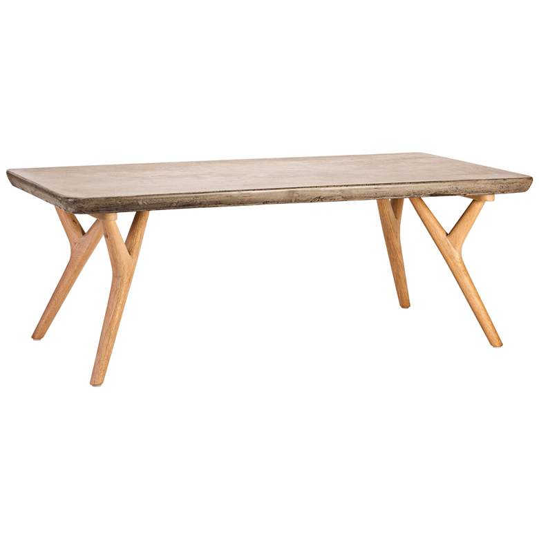 Image 1 Twigs 47" Wide Concrete and Oak Modern Coffee Table