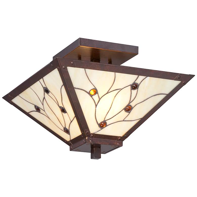 Image 1 Twigs and Berries 15 inch Wide Golden Art Glass Ceiling Light