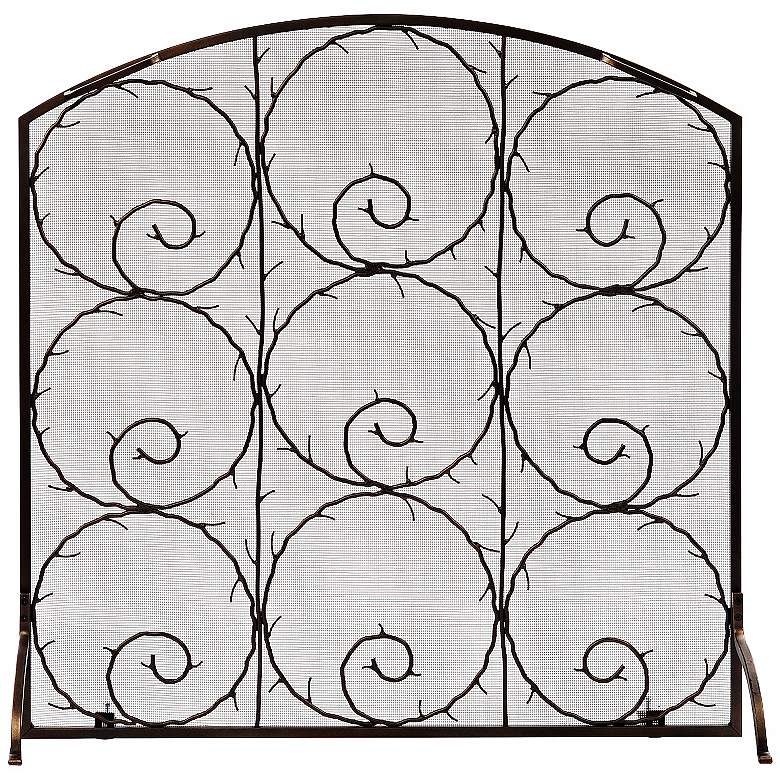 Image 1 Twigs Roman Bronze 36" Square Flat Fireplace Screen