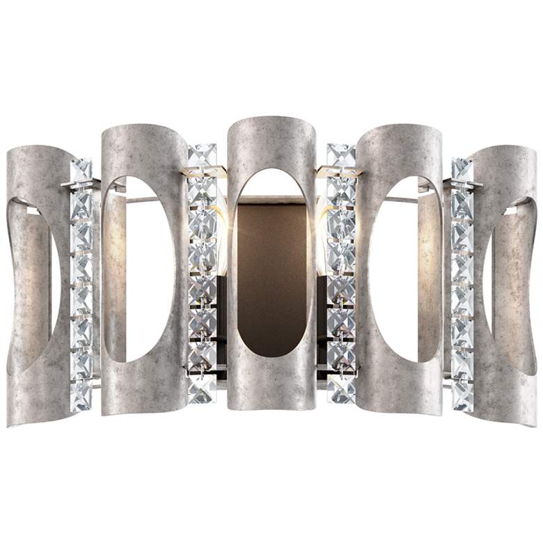 Image 1 Twilight 8.5 inchH x 16.5 inchW 2-Light Crystal Wall Sconce in Antique Si