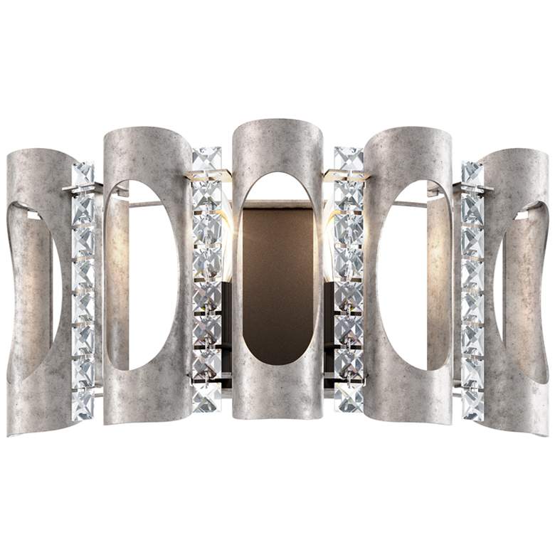 Image 1 Twilight 8.5"H x 16.5"W 2-Light Crystal Wall Sconce in Antique Si