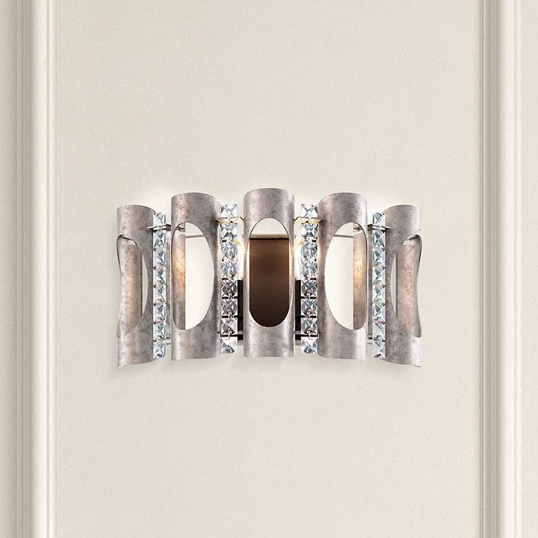 Image 1 Twilight 8.5"H x 16.5"W 2-Light Crystal Wall Sconce in Antique Si