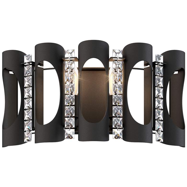 Image 1 Twilight 8.5 inchH x 16.5 inchW 2-Light Crystal Wall Sconce in Black