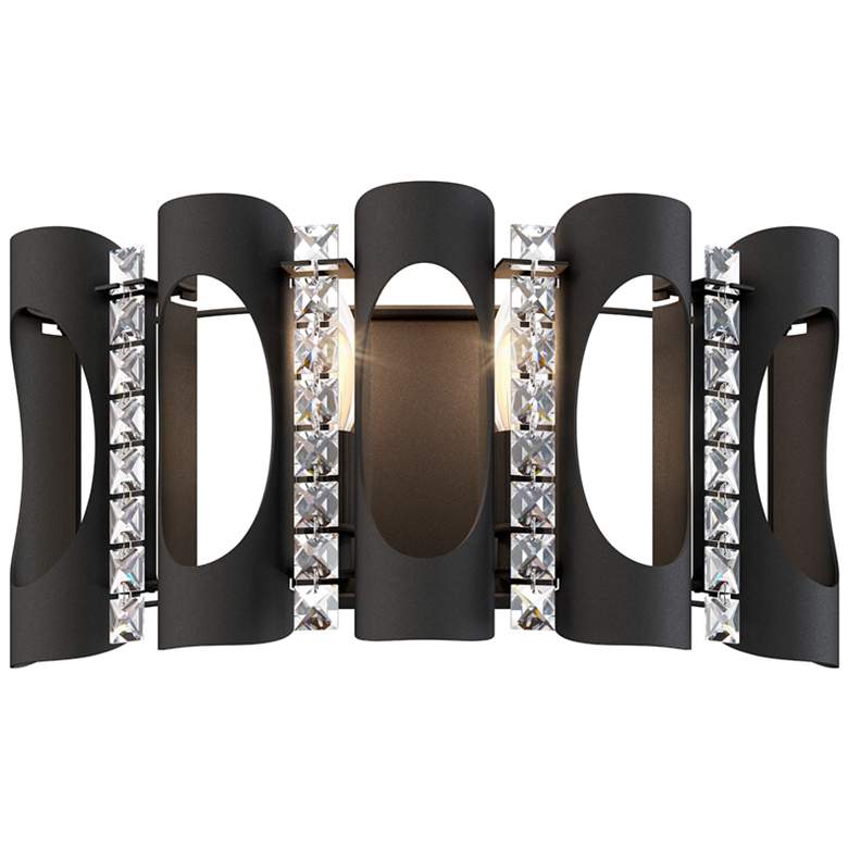 Image 2 Twilight 8.5"H x 16.5"W 2-Light Crystal Wall Sconce in Black