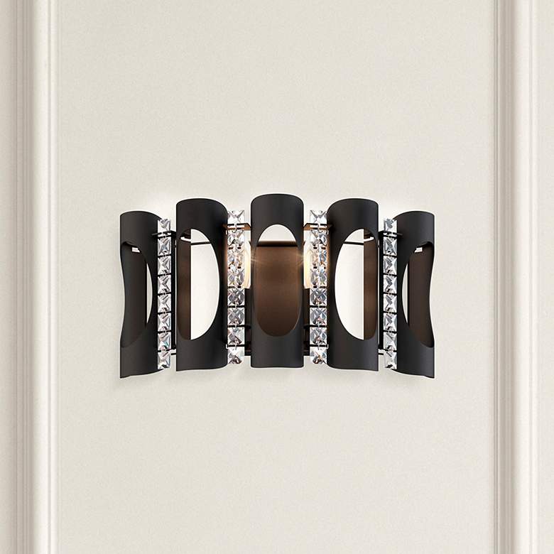 Image 1 Twilight 8.5"H x 16.5"W 2-Light Crystal Wall Sconce in Black