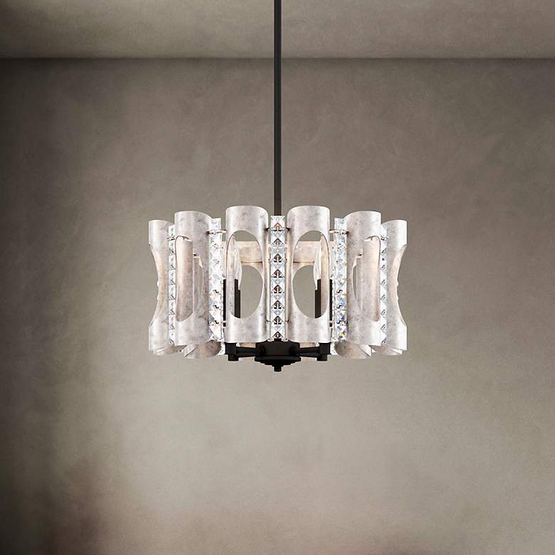 Image 1 Twilight 8.5"H x 18"W 4-Light Crystal Pendant in Antique Silver