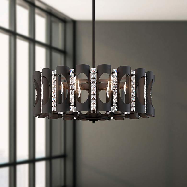 Image 1 Twilight 8.5"H x 25"W 6-Light Crystal Chandelier in Black