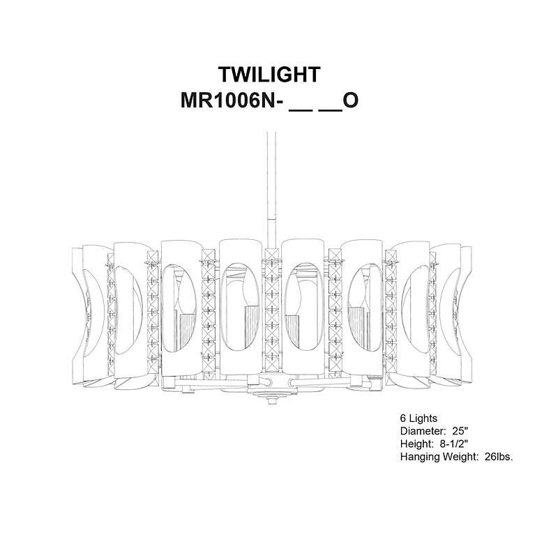 Image 4 Twilight 8.5"H x 25"W 6-Light Crystal Chandelier in Black more views