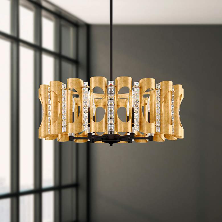 Image 1 Twilight 8.5"H x 25"W 6-Light Crystal Chandelier in Heirloom Gold