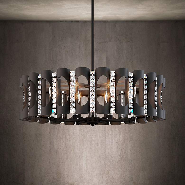 Image 1 Twilight 8.5"H x 31"W 8-Light Crystal Chandelier in Black