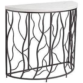 Image2 of Twilight Faux Marble Top Bronze Demilune Console Table