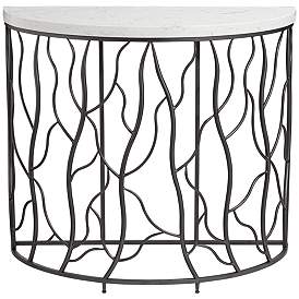Image5 of Twilight Faux Marble Top Bronze Demilune Console Table more views