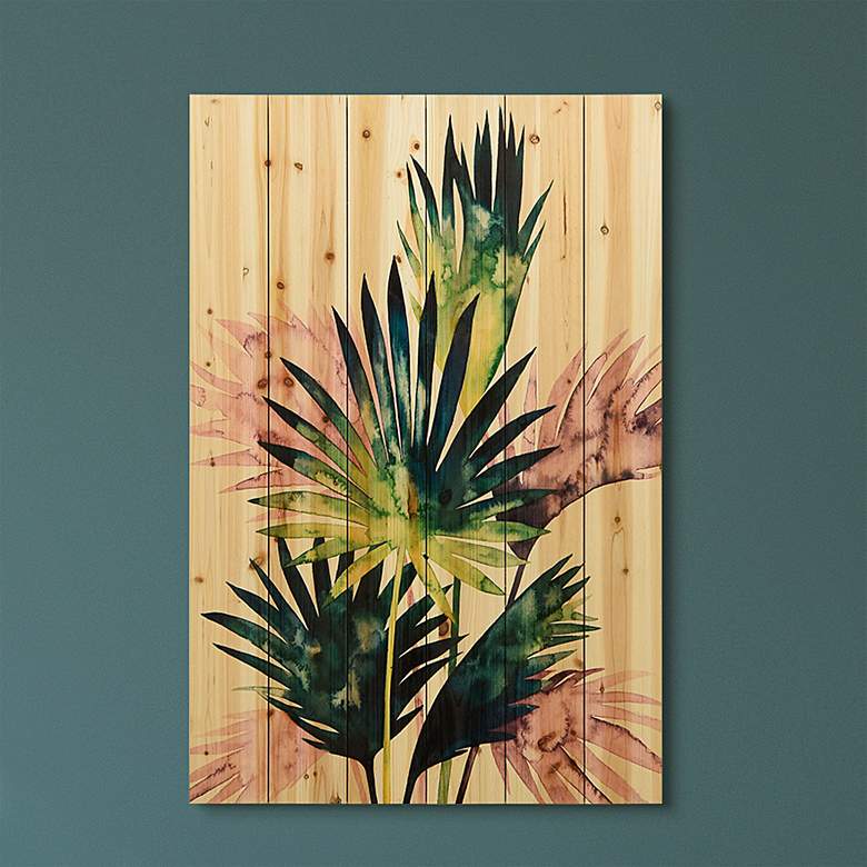Image 1 Twilight Palms III 36" High Giclee Print Solid Wood Wall Art