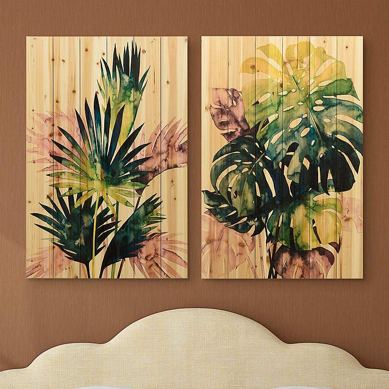 Image 1 Twilight Palms III and IV 36" High 2-Piece Wood Wall Art Set
