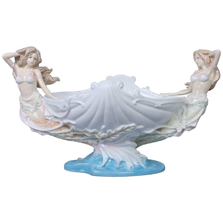 Image 1 Twin Mermaids and Shell Blue Porcelain Tray