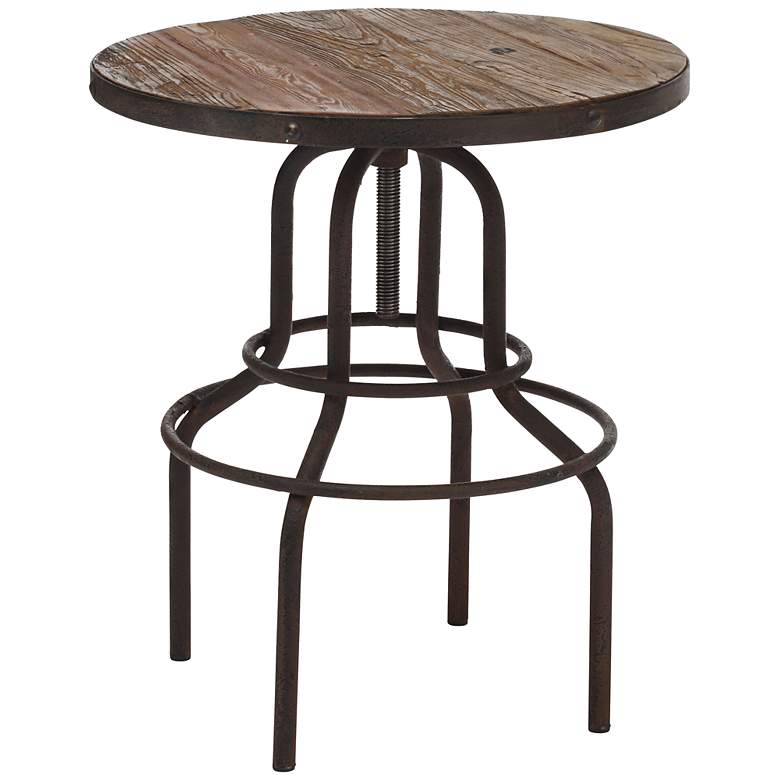 Image 1 Twin Peaks 25 1/2 inch Wide Distressed Wood Adjustable Bar Table