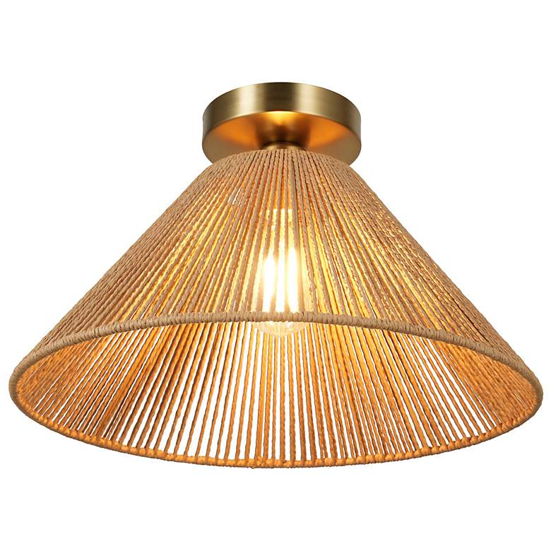 Image 4 Twine 16" Wide Brushed Gold Semi-Flush Mount more views