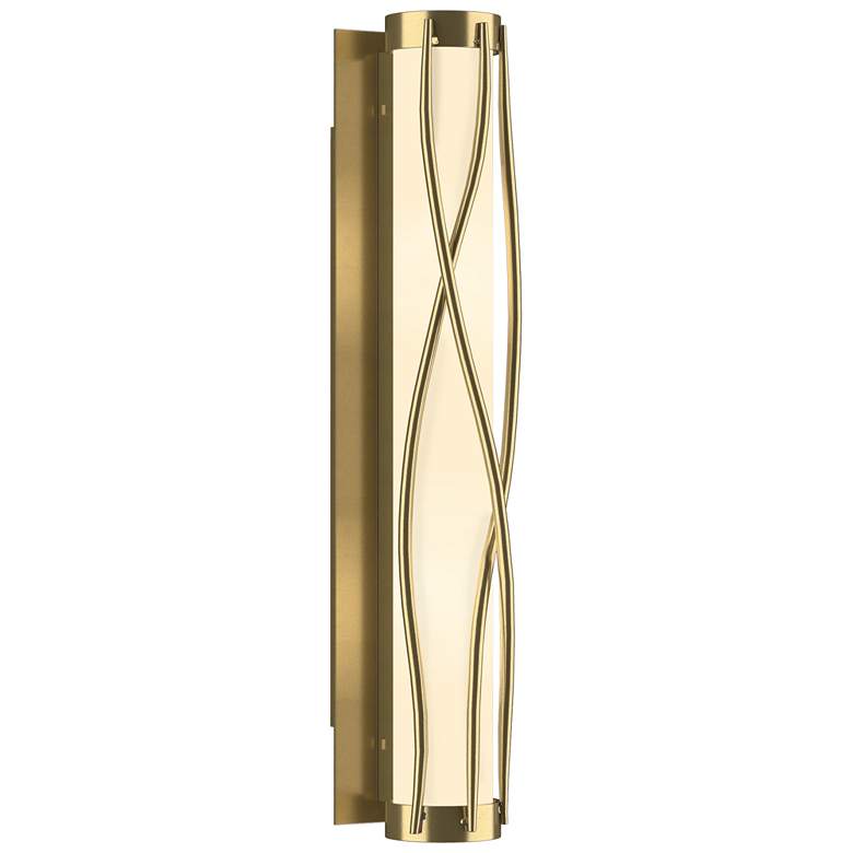 Image 1 Twine 23 inch High Modern Brass Sconce With Opal Glass Shade