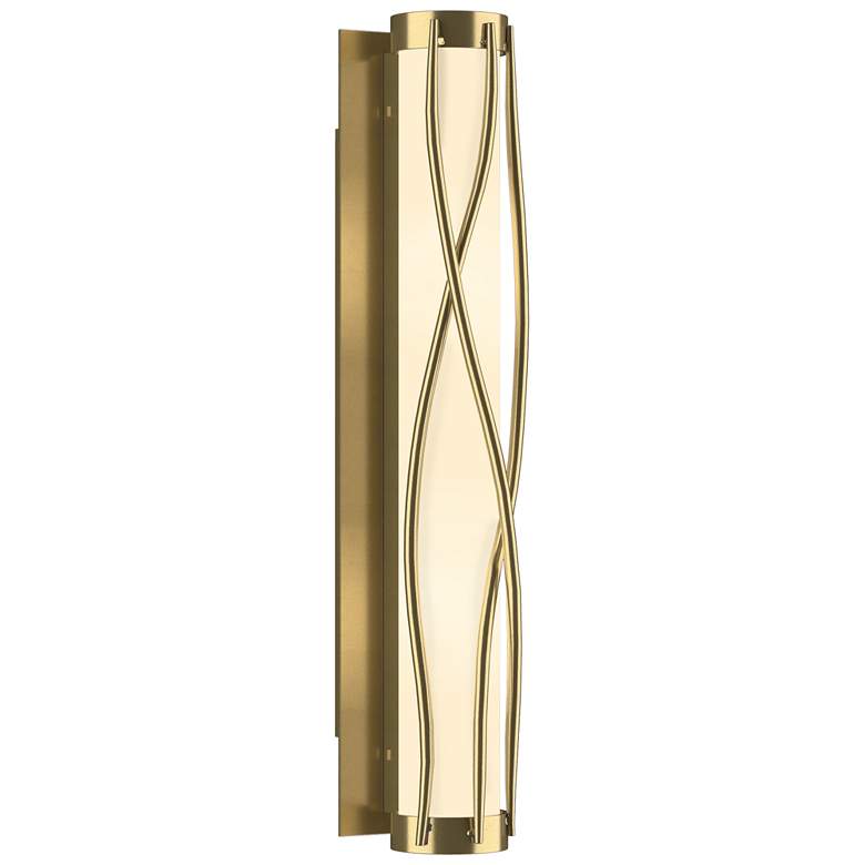 Image 1 Twine 23" High Modern Brass Sconce With Opal Glass Shade