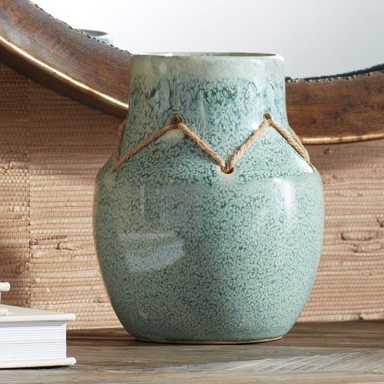 Image 1 Twine Dark Green 7" High Modern Porcelain Decorative Vase