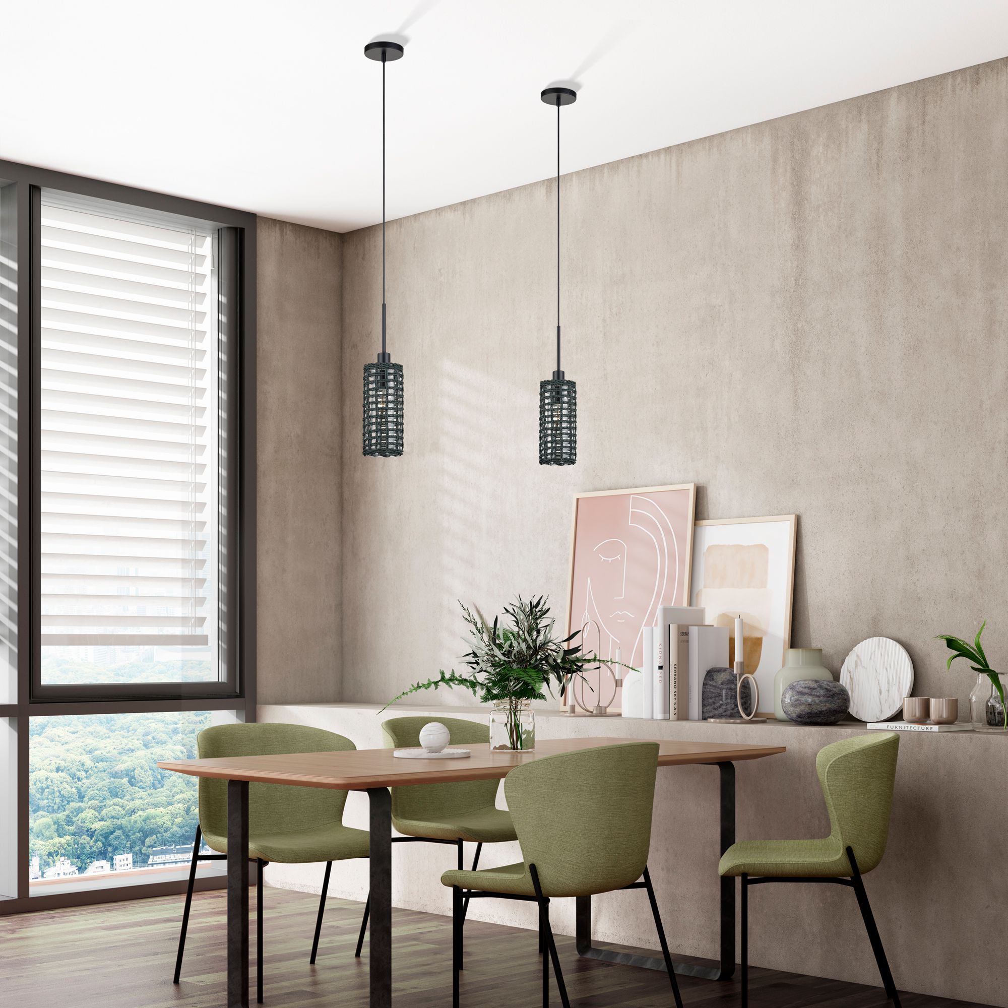 Twinewell 1 Light Black Mini Pendant