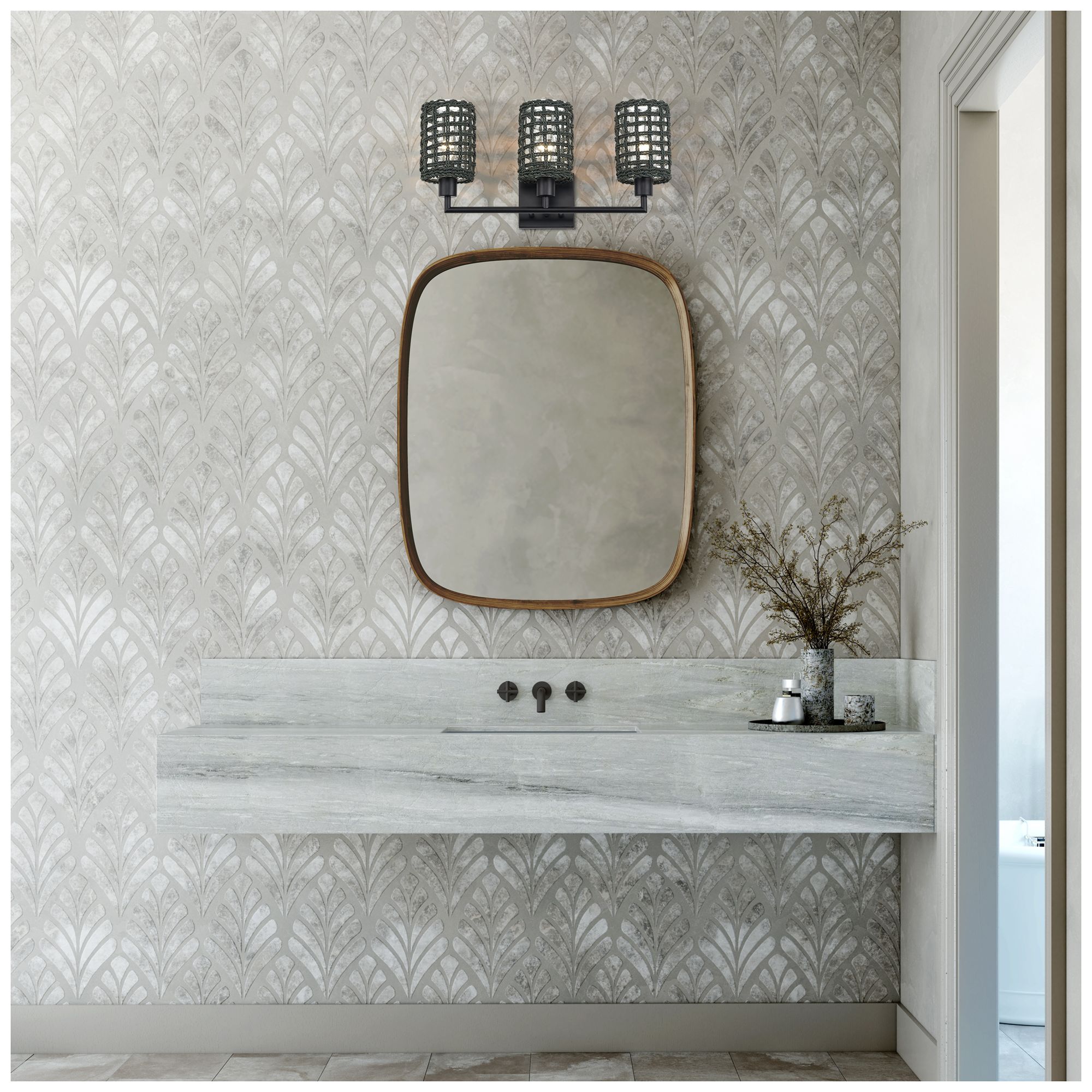 Twinewell 3 Light Black Vanity Sconce