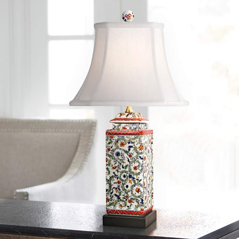 Image 1 Twining Spring Garden 22 1/2" Multicolor Porcelain Jar Table Lamp
