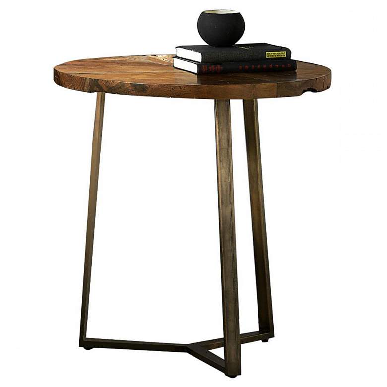 Twist 21&quot; Wide Wood and Steel End Table more views