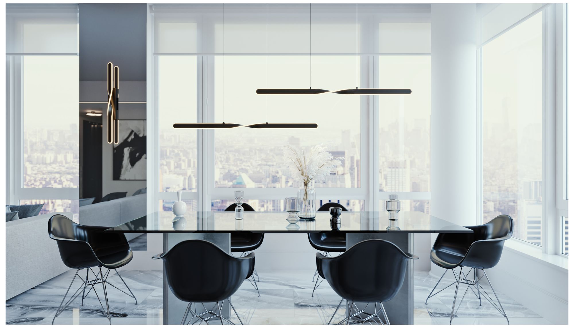 Image 4 Twist 35 3/4" Wide Black LED ADA Vanity Bath Light more views