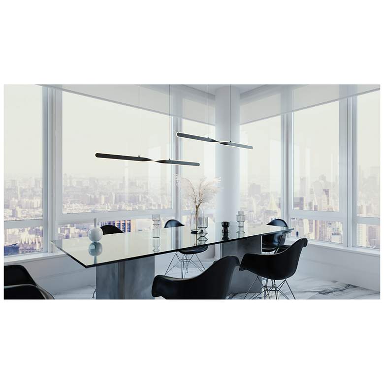 Image 2 Twist 47 1/2" Wide Black LED Pendant Light more views