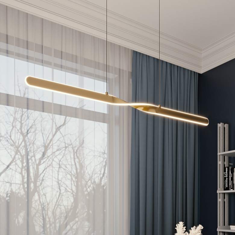Image 1 Twist 48" LED Pendant - Satin Brass