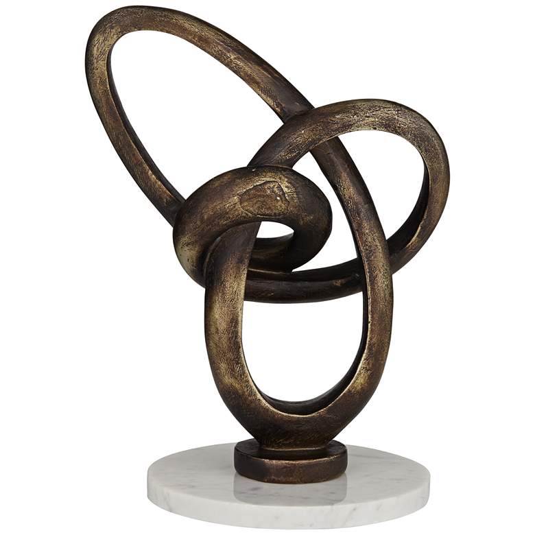 Twist Abstract 8 1/2&quot; High Bronze and White Marble Sculpture