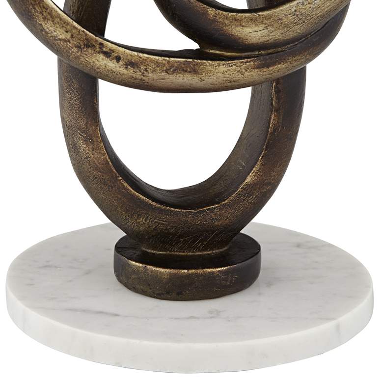 Image 3 Twist Abstract 8 1/2 inch High Bronze and White Marble Sculpture more views